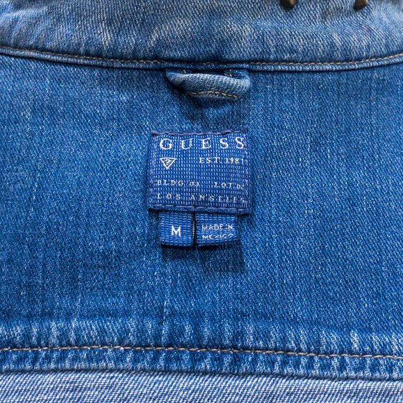 Guess M Sleeveless Jean Jacket Vest Layer Studded Collar Crop Top Layer - Picture 13 of 16